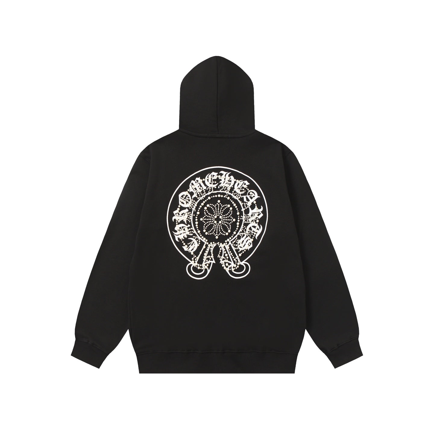 Rhinestone Horseshoe Hoodie - Black Gothic Streetwear Sweatshirt 2601