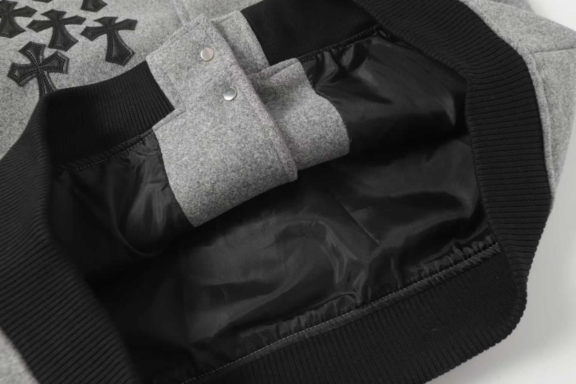 Multi Cross Varsity Jacket - Grey Black Street Jacket 2215