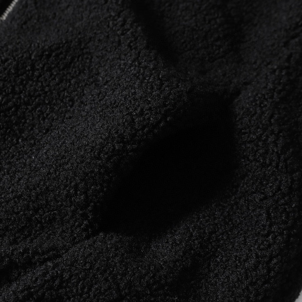 Horseshoe Embroidered Sherpa Jacket - Black Cream Gothic Coat 825