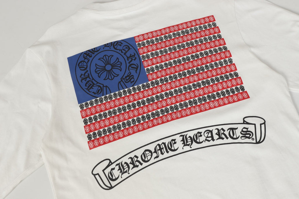 Logo Flag Long Sleeve Tee - Black White Gothic Street T-Shirt K2126